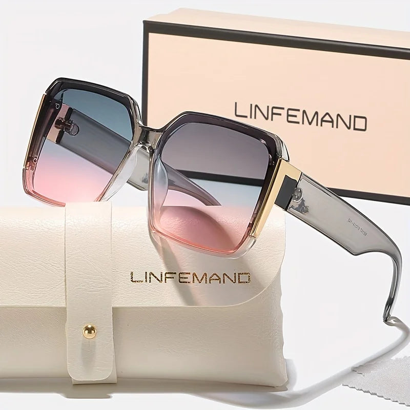 LINFEMAND Fashion Large Frame Decoration Glasses for Women UV400 Sunglasses Set Summer Dance Party Holiday Gift - JN Fashion Fusion