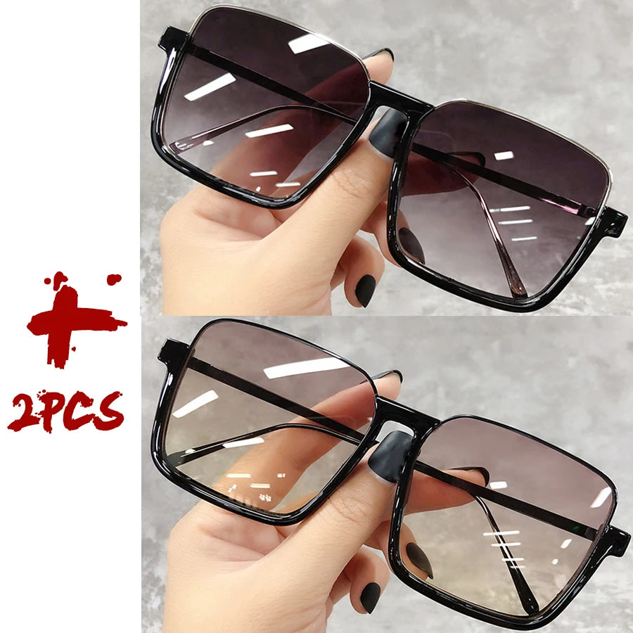 Sunglasses Women 2025 Drive Travel Big Square Frame Luxury Brand Design Gradient Colors Vintage Sun Glasses Ladies Men Unisex - JN Fashion Fusion