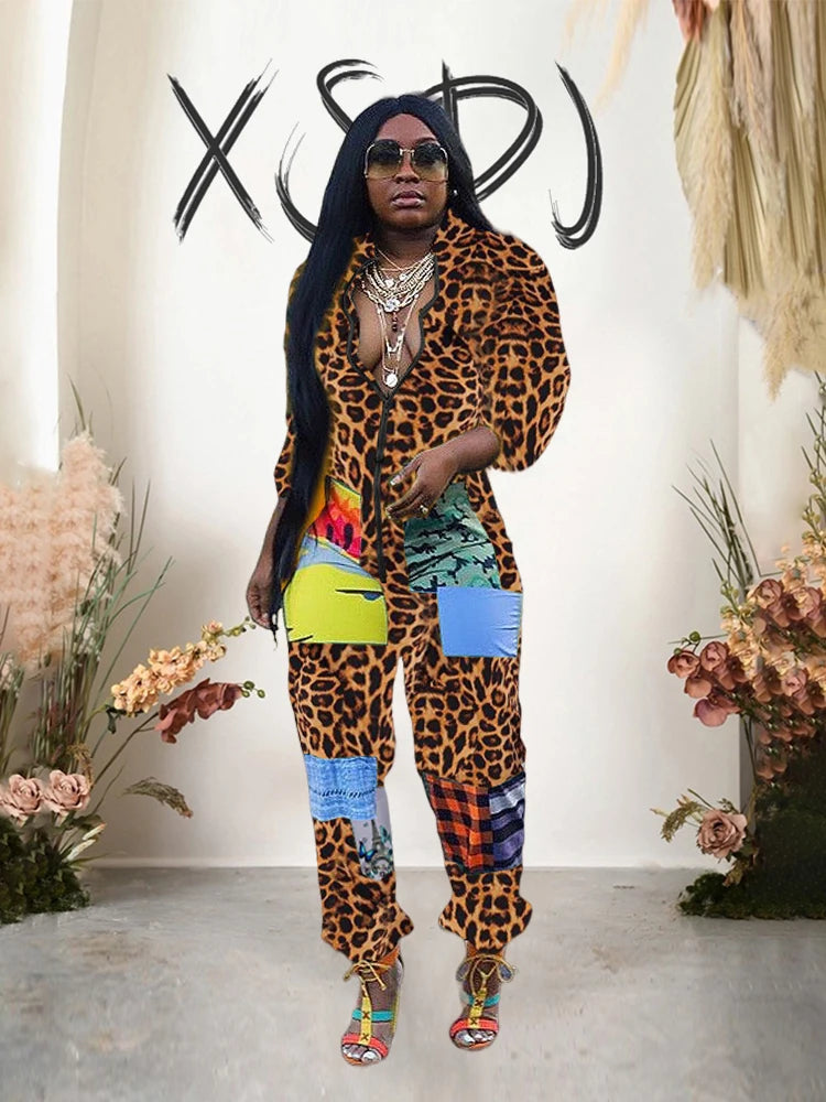 Sporty Jumpsuit Woman Spring Long Sleeve Plus Size Jumpsuits and Rompers Zipper in Front One Piece Outfit Streetwear Jumpsuits - JN Fashion Fusion