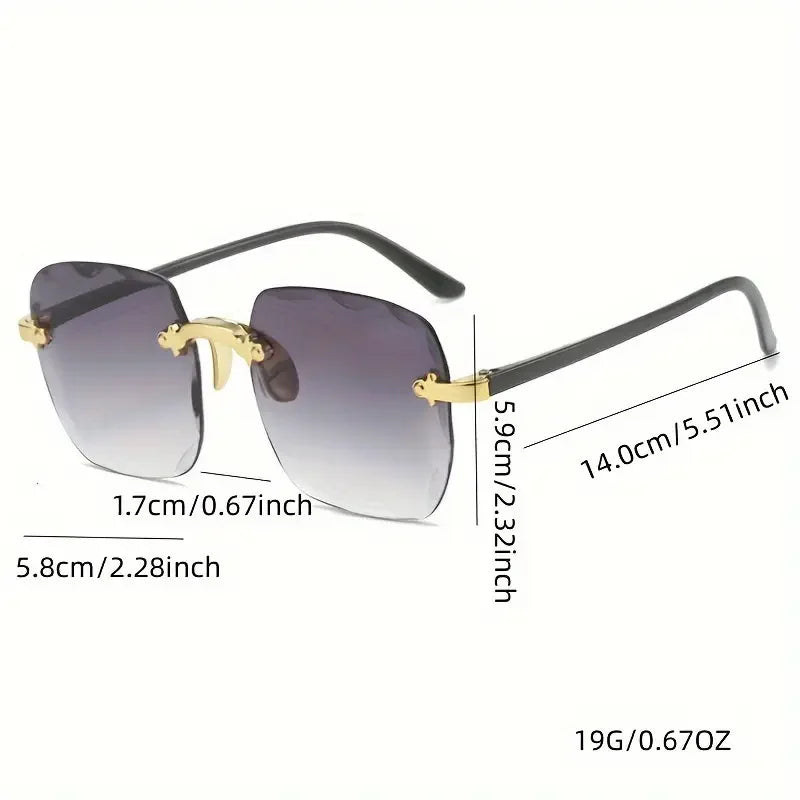 3PCS Square Rimless Sunglasses Women Luxury Brand Designer Summer Red Glasses - JN Fashion Fusion