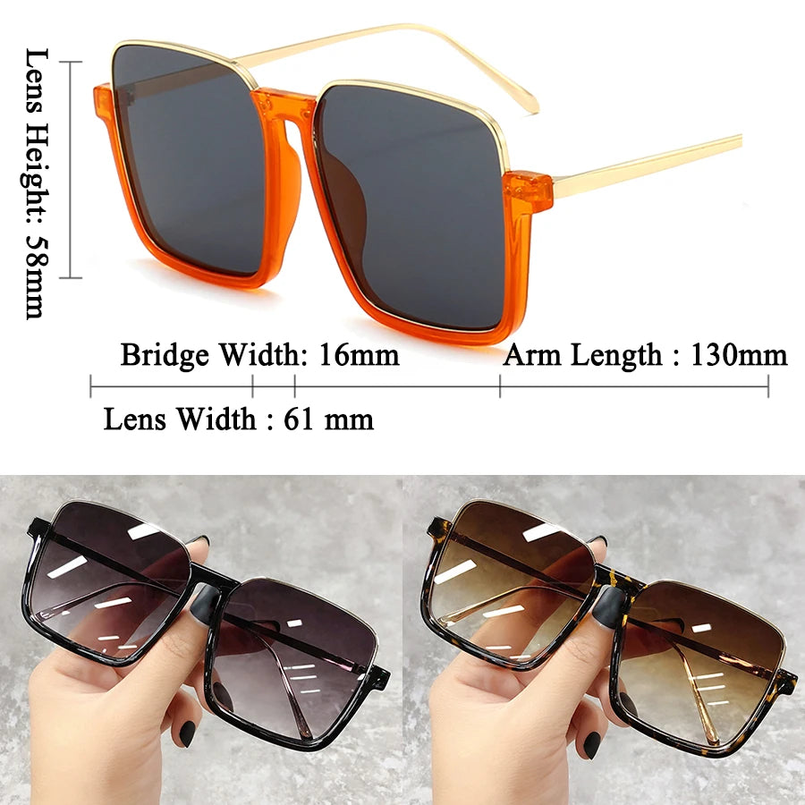 Sunglasses Women 2025 Drive Travel Big Square Frame Luxury Brand Design Gradient Colors Vintage Sun Glasses Ladies Men Unisex - JN Fashion Fusion