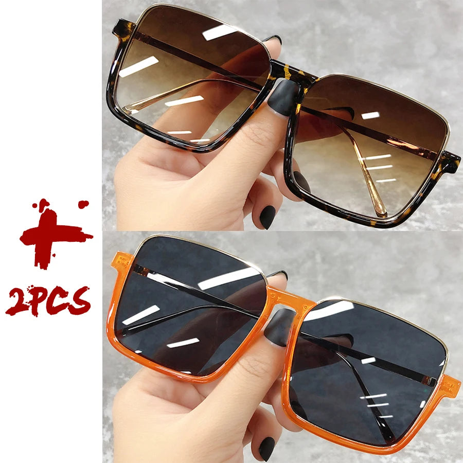 Sunglasses Women 2025 Drive Travel Big Square Frame Luxury Brand Design Gradient Colors Vintage Sun Glasses Ladies Men Unisex - JN Fashion Fusion