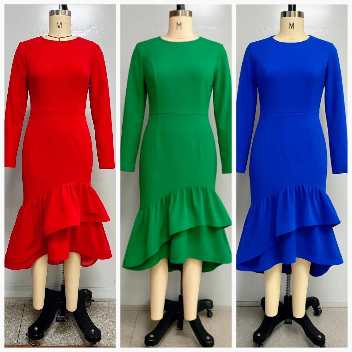 Elegant Church Dresses Long Sleeves Mermaid Ruffles for Women Office Ladies Work Business Party Fashion Autumn 2026 New African - JN Fashion Fusion