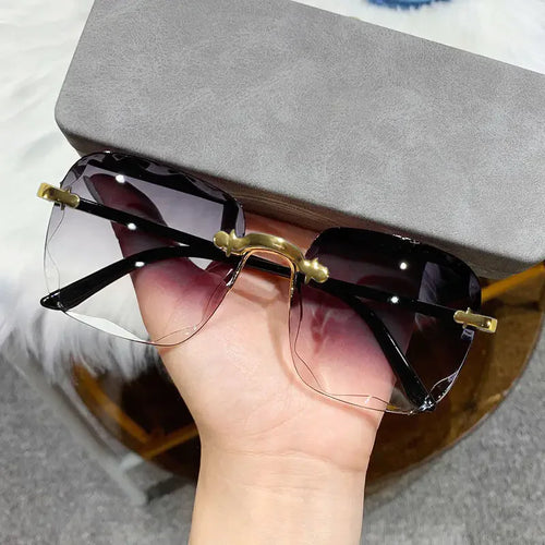 3PCS Square Rimless Sunglasses Women Luxury Brand Designer Summer Red Glasses - JN Fashion Fusion