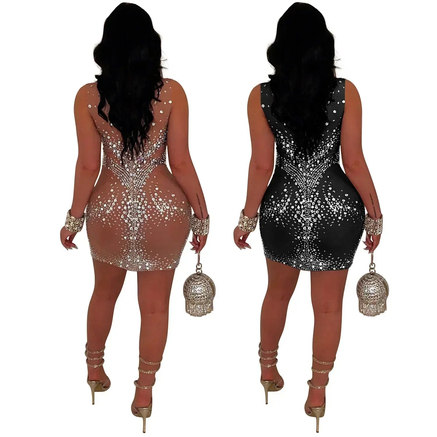 Summer New European and American Women's Sexy Gauze Hot Drill Sleeveless Dress Skirt Package Hip Skirt Women - JN Fashion Fusion