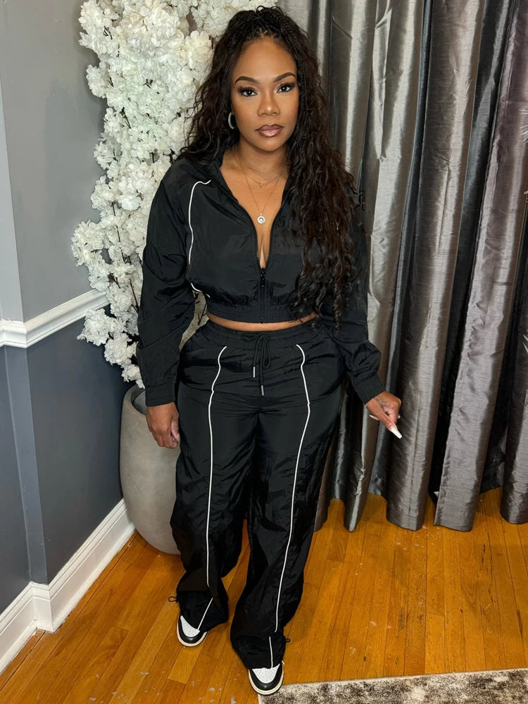 2025 Fall New Female Outfits Windbreaker Jacket Jogger Pants Color Block Lounge Wear 2 Piece Set Women Sweatsuit Set Tracksuit - JN Fashion Fusion