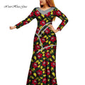 African Women Dress African Wax Print Dress Bazin Riche Long Sleeve Maxi Dress Lady African Clothes WY8679