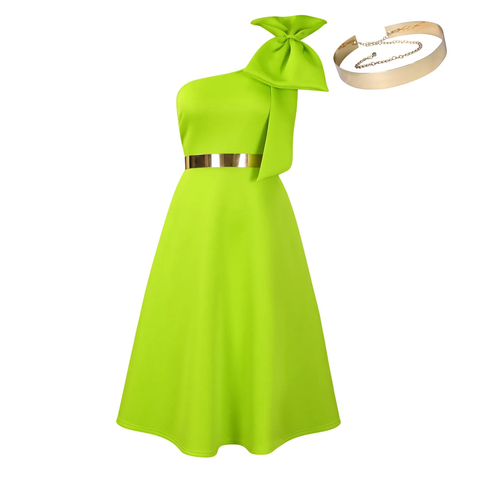 plus Size Women's Fashion Skew Shoulder Bow Banquet Swing Dress New Elegant Gown for Special Occasions