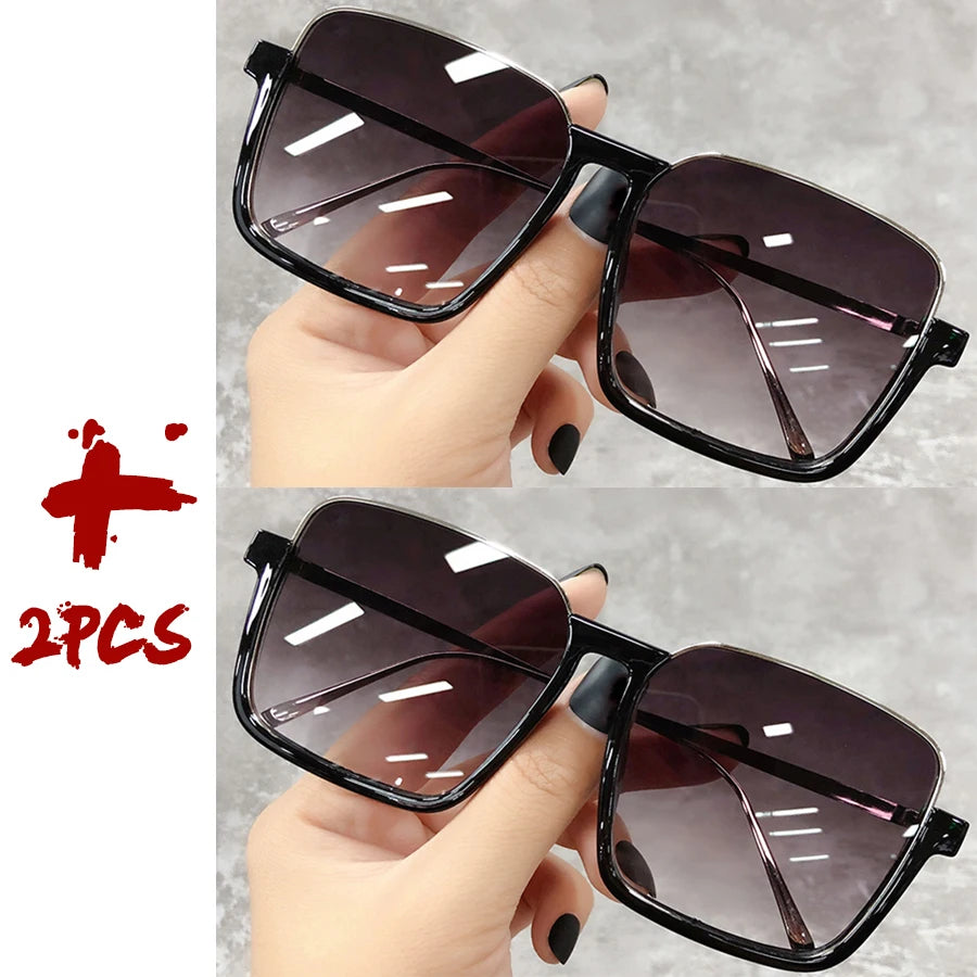 Sunglasses Women 2025 Drive Travel Big Square Frame Luxury Brand Design Gradient Colors Vintage Sun Glasses Ladies Men Unisex - JN Fashion Fusion