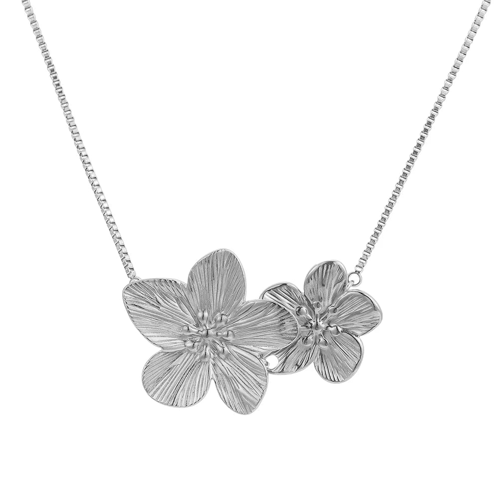 DGIDDK Stainless Steel New Fashion Large Floral Pendant Necklace Ladies' Vintage Elegant Delicate Collarbone Chain Accessory - JN Fashion Fusion