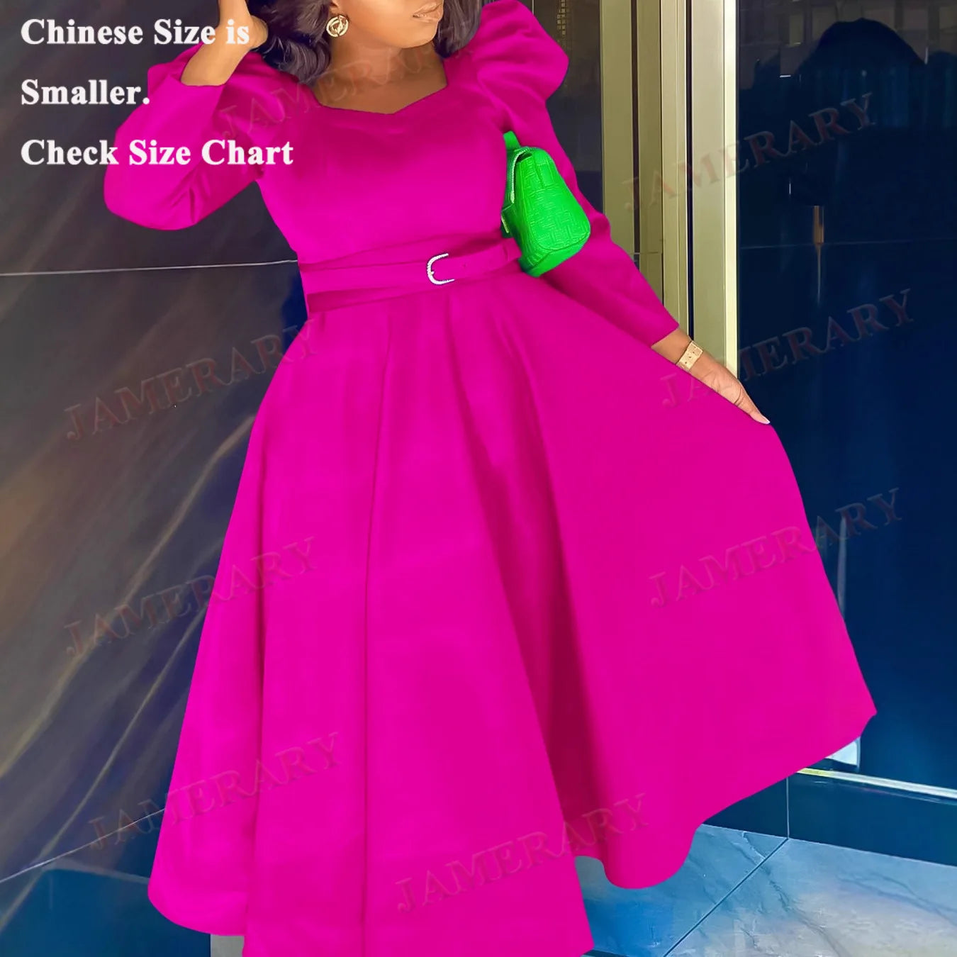 Vintage Spring Autumn Formal Evening Long Sleeve Midi Dresses Women Bubble A Line Pleated Big Bottom Wedding Party Dress