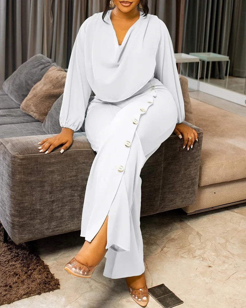 African Elegant Fashion Women Jumpsuits Dashiki Long Sleeve Wide Leg Pants Rompers Party Office Outfits 2025 Summer Spring - JN Fashion Fusion