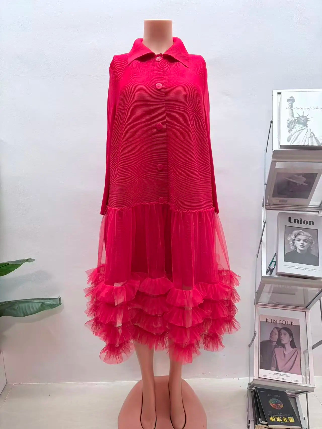 2026 Autumn Retro Solid Color Miyake New Design Sense Solid Color Casual Loose Dress Pleated Fashion Long Women's Clothing - JN Fashion Fusion
