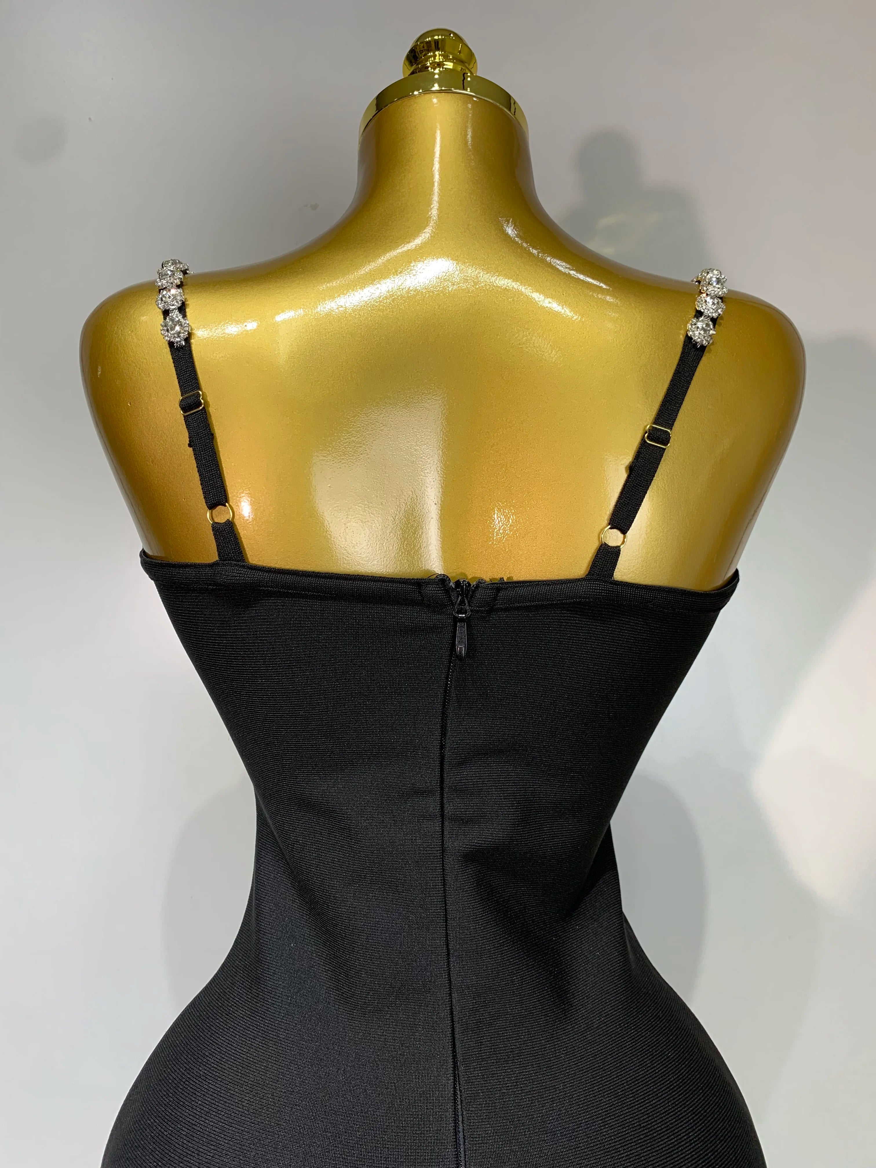 Women Sexy Sling V-neck Black Mini Bodycon Bandage Dress Luxury 2025 Celebrity Evening Club Celebrity Elegant Party Gowns - JN Fashion Fusion