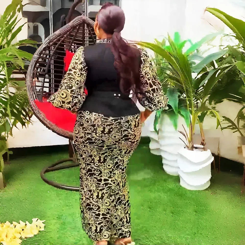 2026 African Party Evening Wedding Dresses for Women Spring African Half Sleeve Diamond Polyester Long Maxi Dresses Outfits