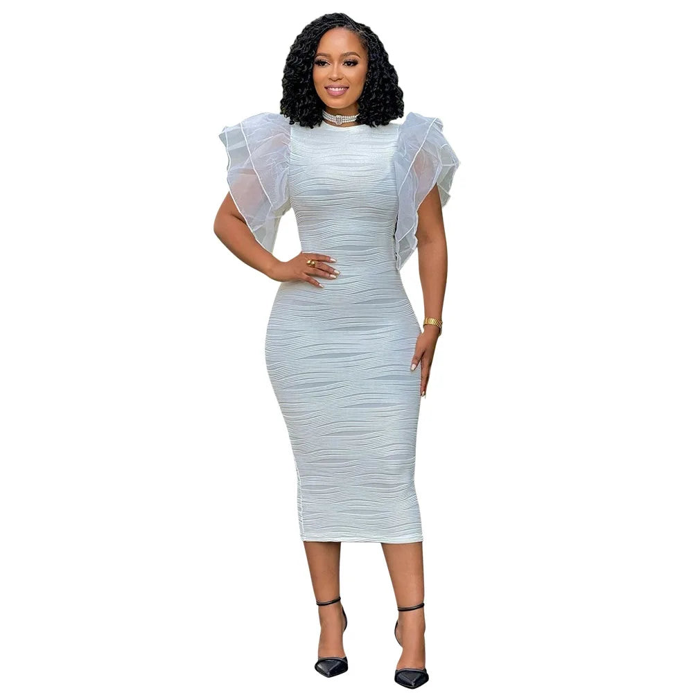 Dashiki African Dresses for Women 2026 Autumn African Short Sleeve Polyester Party Evening Midi Bodycon Dress African Clothes - JN Fashion Fusion