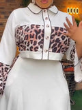 Womens New 2 Piece Outfits Leopard Patchwork Shirt Top and A Line  Skirt Vintage Dress Sets for Elegant Women - JN Fashion Fusion