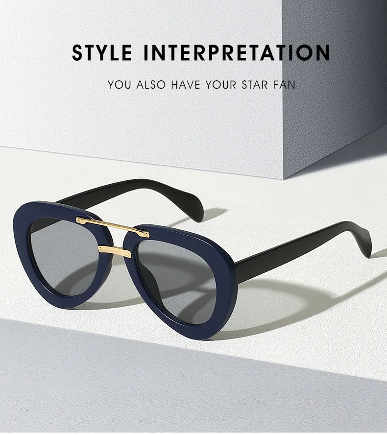 New Trend Sunglasses Women Men Pilot Design Retro Casual Black Unisex Fashion Travel Vintage Sun Glasses For Female UV400 - JN Fashion Fusion