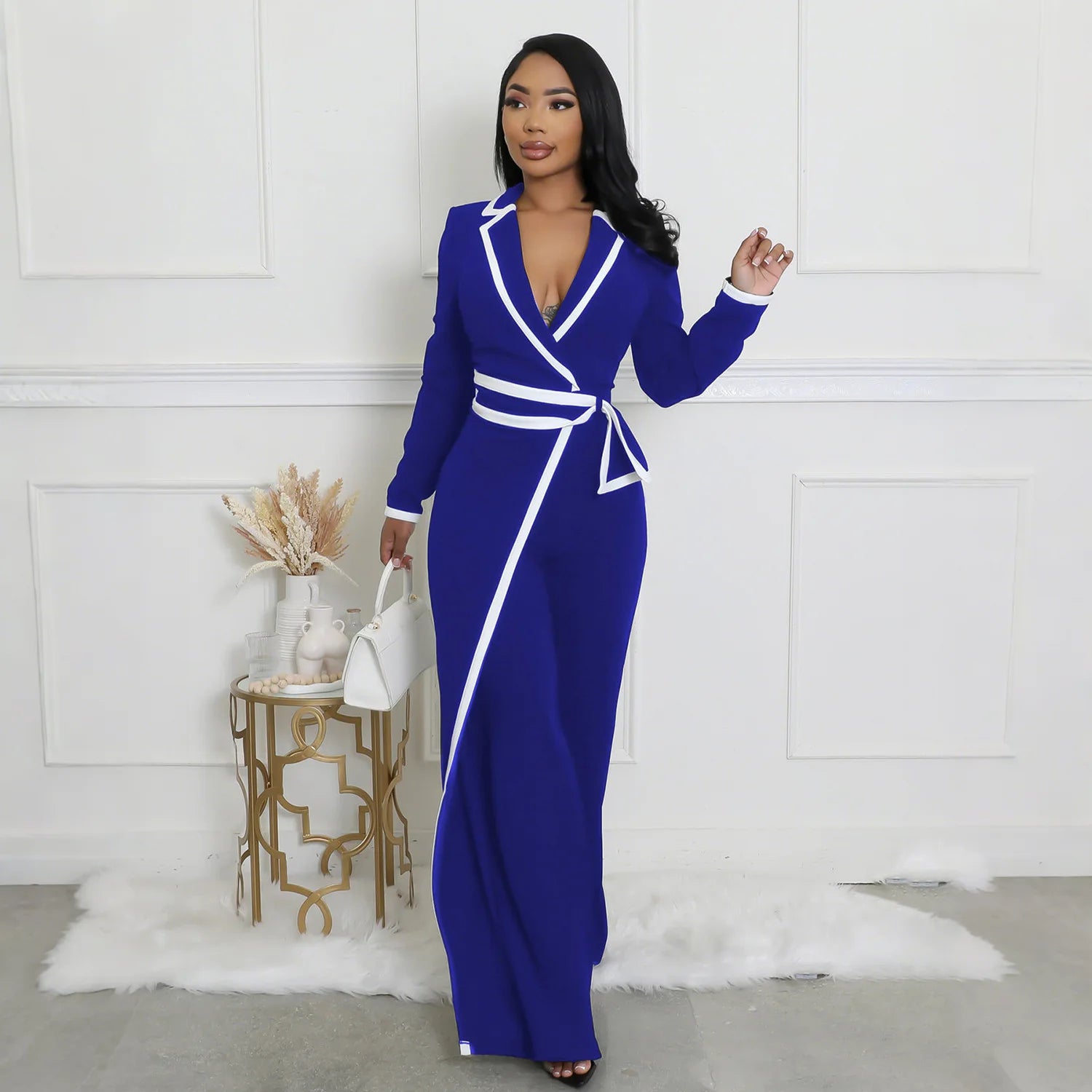 Women Fashion Color Match Long Sleeve Jumpsuit Spring One Piece Overalls Romper Streetwear Autumn Elegant Office Lady Playsuits - JN Fashion Fusion