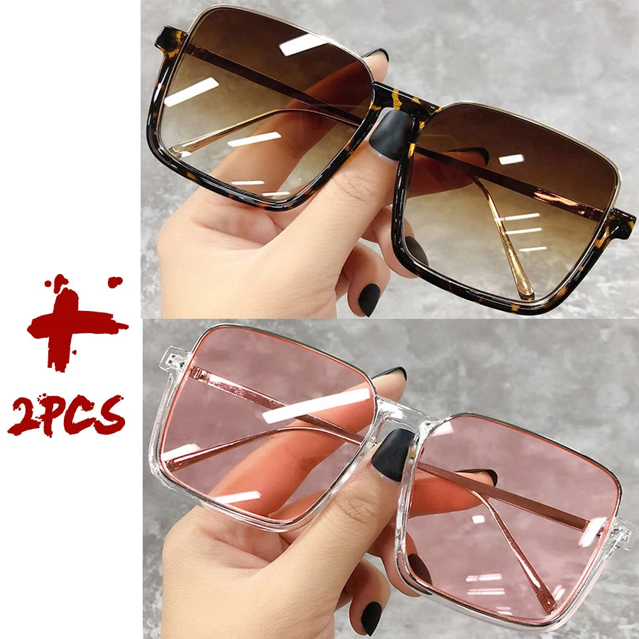 Sunglasses Women 2025 Drive Travel Big Square Frame Luxury Brand Design Gradient Colors Vintage Sun Glasses Ladies Men Unisex - JN Fashion Fusion