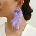 Feather Tassel Charm Elegant Long Dangle Drop Earrings For Women Luxury Design Fairy Holiday Wedding Party Jewelry Accessories - JN Fashion Fusion