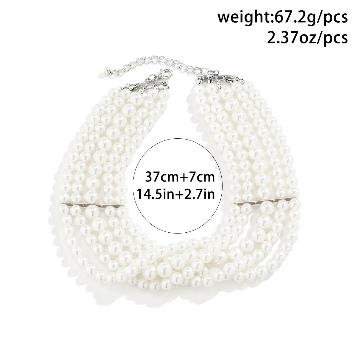 Vintage Imitation Pearl Multi-Layer Necklace Oval Beasds Choker Elegant Collar for Women's Chain Jewelry Accessories Party Gift - JN Fashion Fusion
