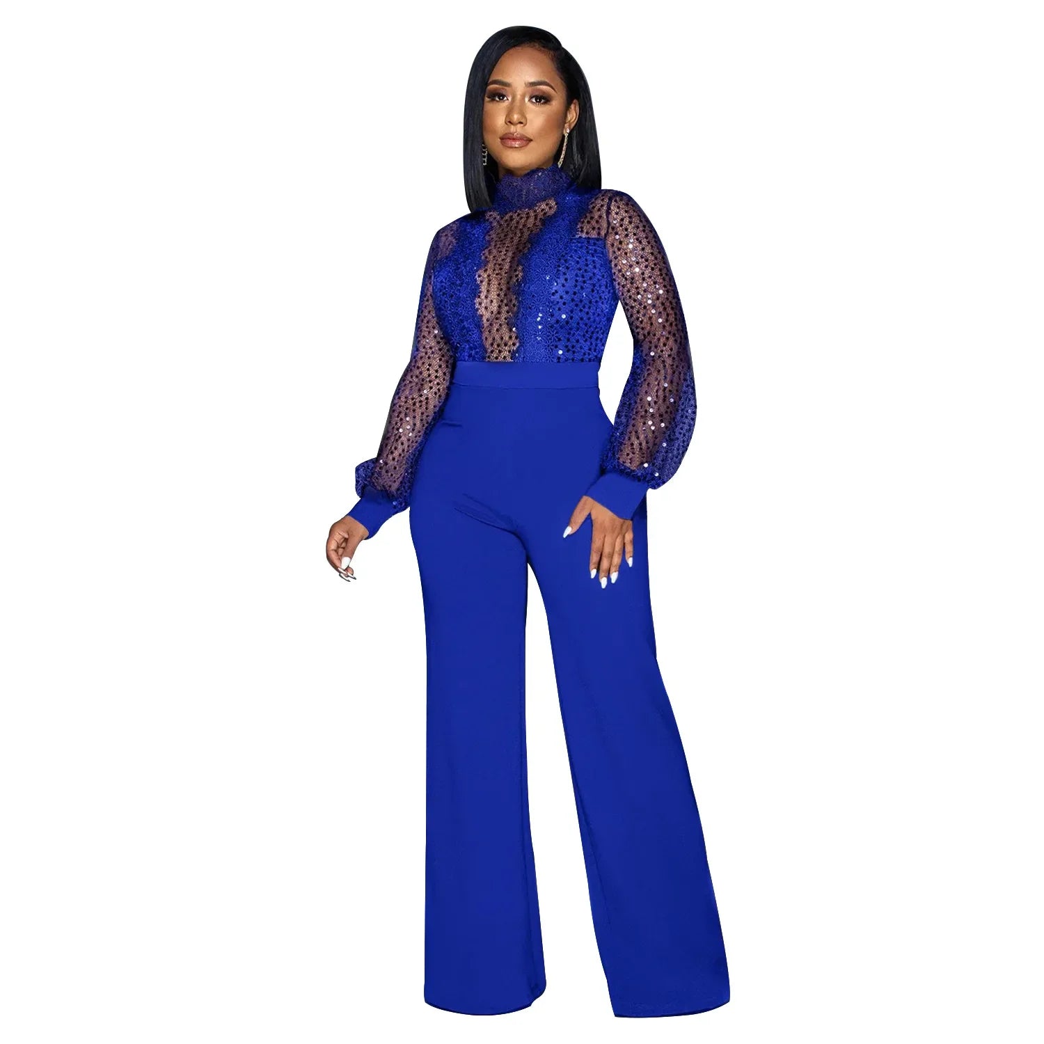 2025 African Clothes For Women Autumn Fashion Lace Patchwork Long Sleeve Straight Jumpsuit Streetwear Party Overall Playsuit - JN Fashion Fusion