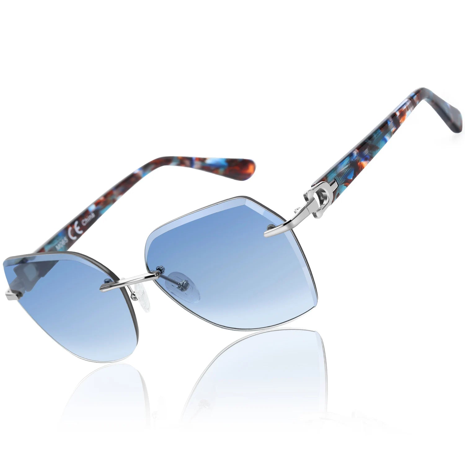 ZENOTTIC Fashion Women Rimless Sunglasses for Ladies 2024 Trendy Geometric Diamond Cutting Gradient Lens UV Protection Shades - JN Fashion Fusion