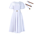 Women's Elegant High-Waisted Puffed Sleeve Summer Dress 2026 Solid Color round Neck Large Skirt Hem Fashionable Casual Dress