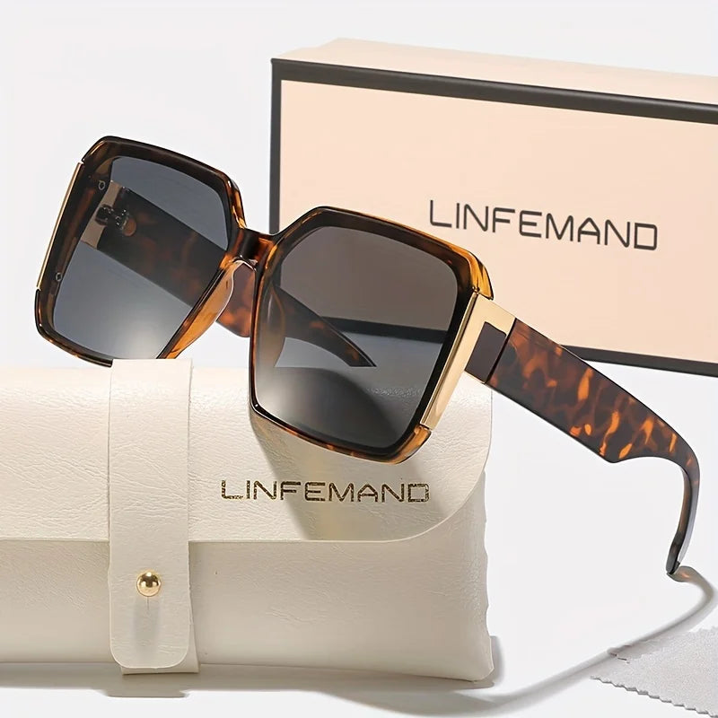 LINFEMAND Fashion Large Frame Decoration Glasses for Women UV400 Sunglasses Set Summer Dance Party Holiday Gift - JN Fashion Fusion