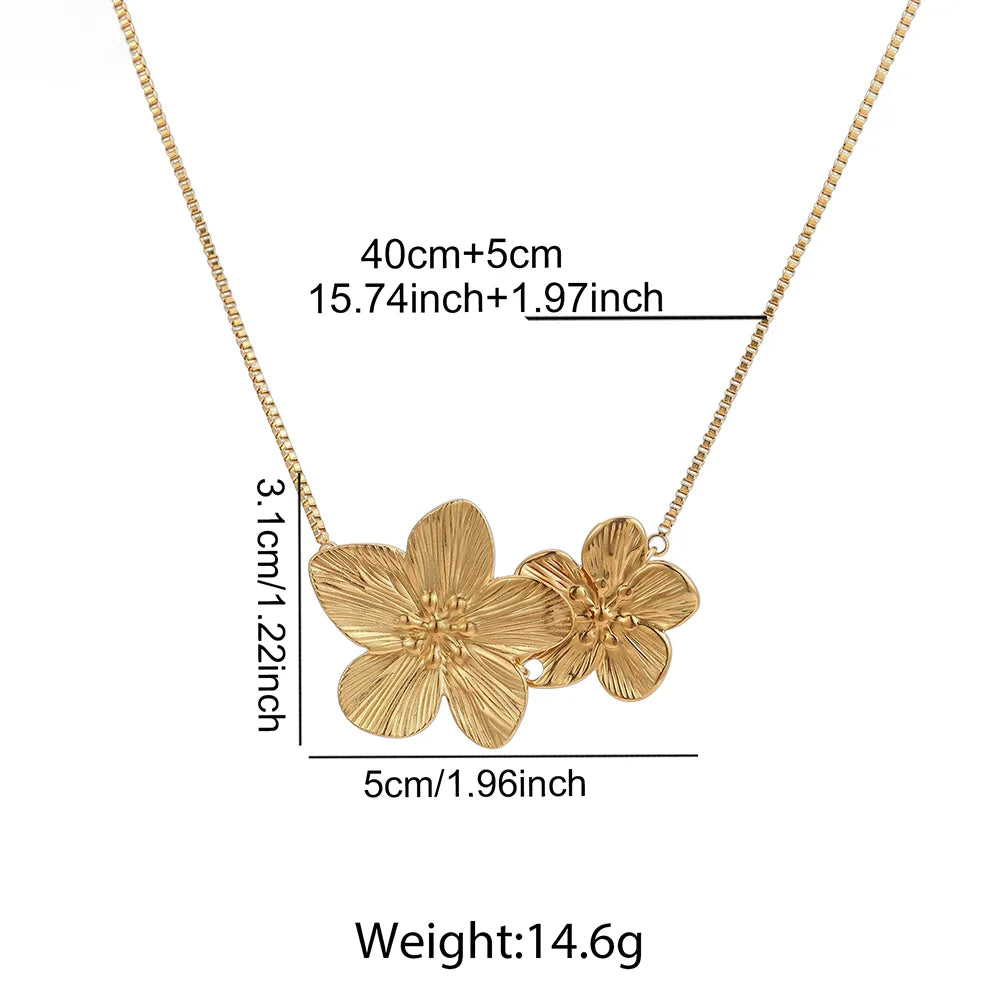 DGIDDK Stainless Steel New Fashion Large Floral Pendant Necklace Ladies' Vintage Elegant Delicate Collarbone Chain Accessory - JN Fashion Fusion