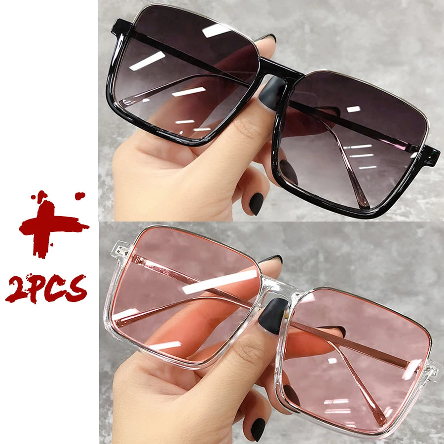 Sunglasses Women 2025 Drive Travel Big Square Frame Luxury Brand Design Gradient Colors Vintage Sun Glasses Ladies Men Unisex - JN Fashion Fusion
