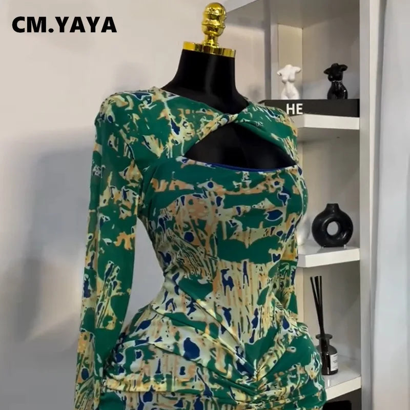CM.YAYA Women Draped V-neck Cutout Front Ruched Stacked Bodycon Midi Long Maxi Dress 2025 Night Club Party Vestidos Sexy Dresses - JN Fashion Fusion
