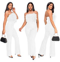 Sliver Bling Bling Sequined Club Jumpsuit Women Strapless Elegant Sparky Gold Sequins Party Romper Overalls