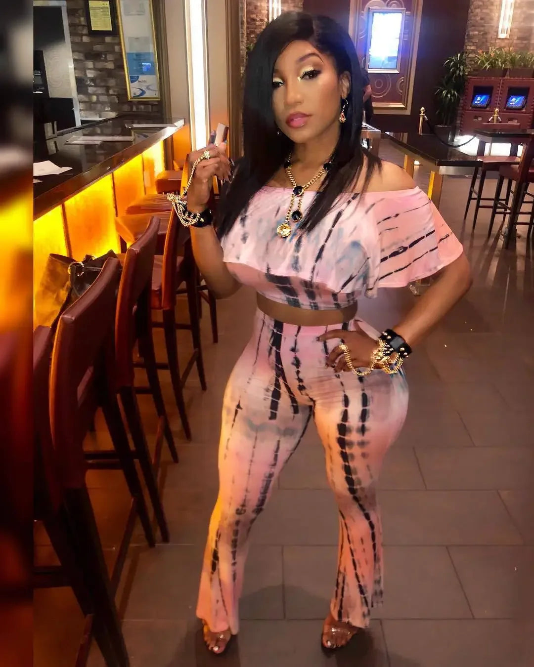 Women Sexy Bodycon 2 Piece Outfits V Neck Zip Up Long Sleeve Crop Top Midi Dress Skirt Set Plus Size Party Club Clubwear - JN Fashion Fusion