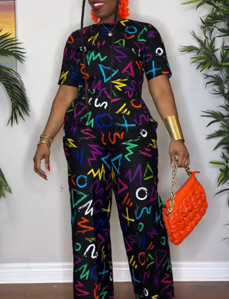 Short Sleeve 2 Piece Women Sets 2026 Spring Summer Matching Sets Stripe Print Two Pieces Sets Top Pants Suits Outfits Clothing