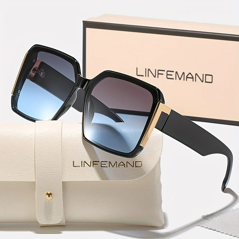 LINFEMAND Fashion Large Frame Decoration Glasses for Women UV400 Sunglasses Set Summer Dance Party Holiday Gift - JN Fashion Fusion