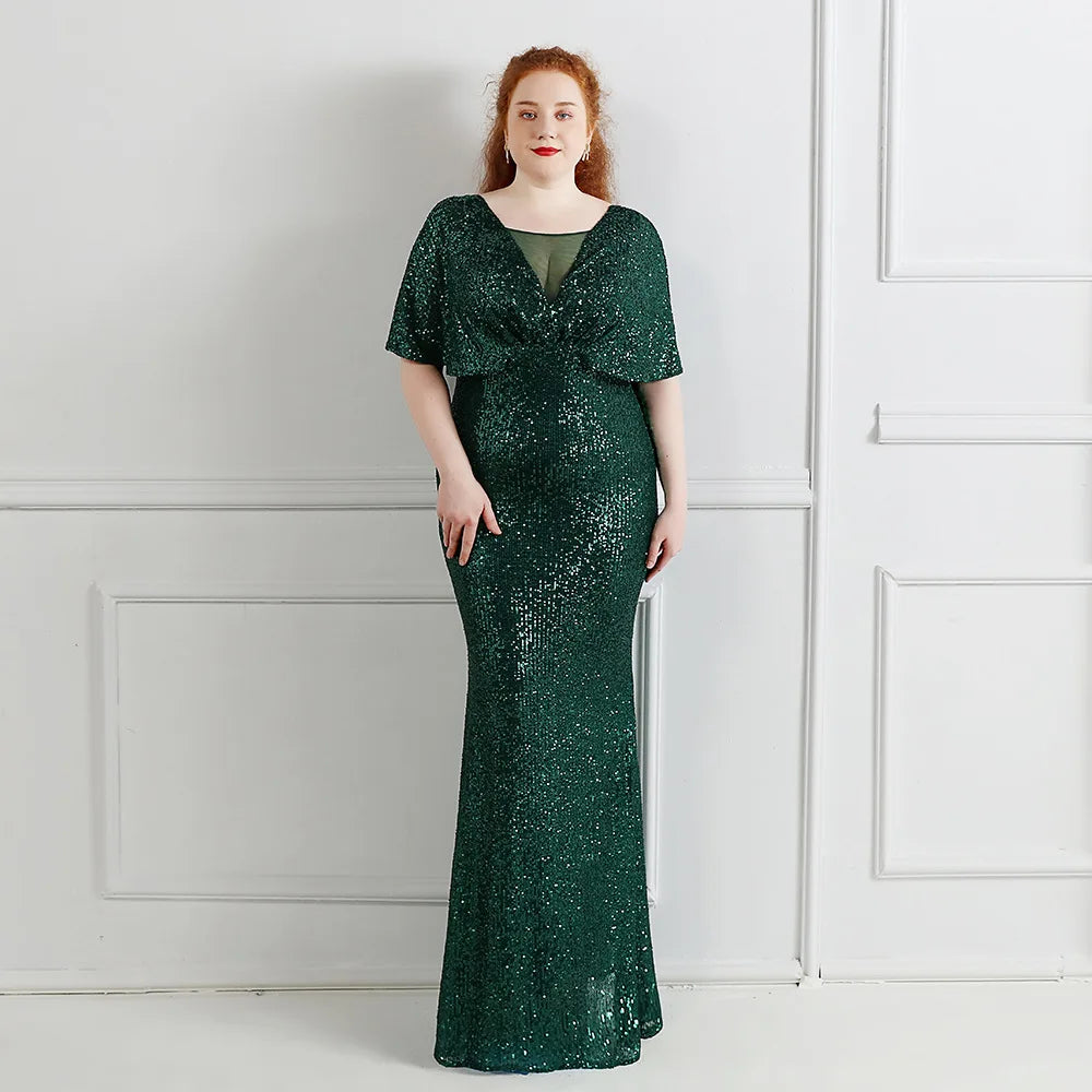 HBLL Plus Size Dress for Women Glitter Sequin Dresses Sexy Party Birthday Elegant Celebrity Floor Length Maxi Evening Dress