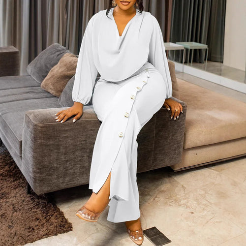 African Elegant Fashion Women Jumpsuits Dashiki Long Sleeve Wide Leg Pants Rompers Party Office Outfits 2025 Summer Spring - JN Fashion Fusion