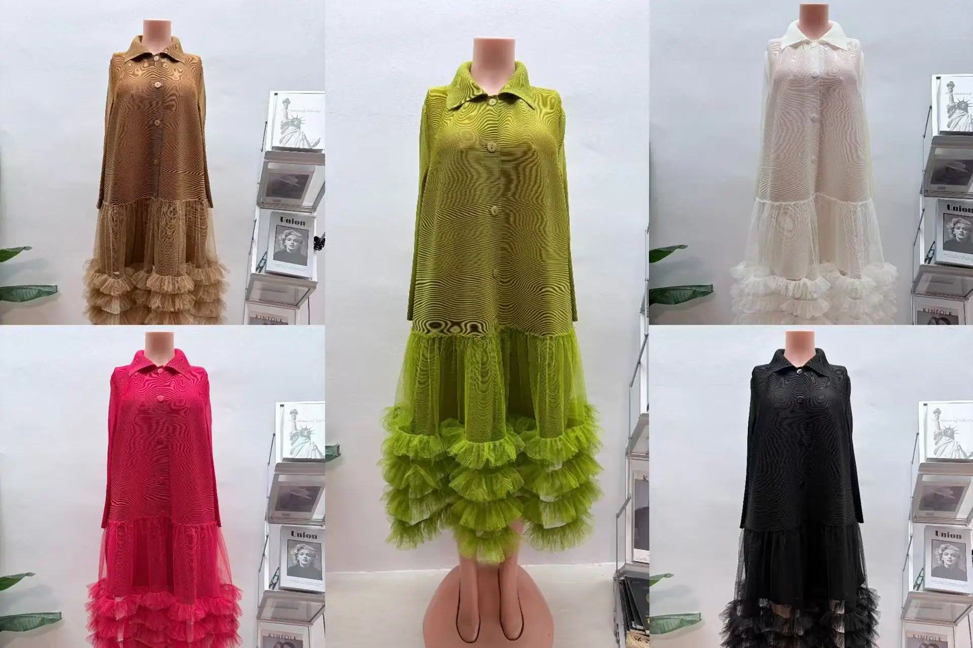 2026 Autumn Retro Solid Color Miyake New Design Sense Solid Color Casual Loose Dress Pleated Fashion Long Women's Clothing - JN Fashion Fusion