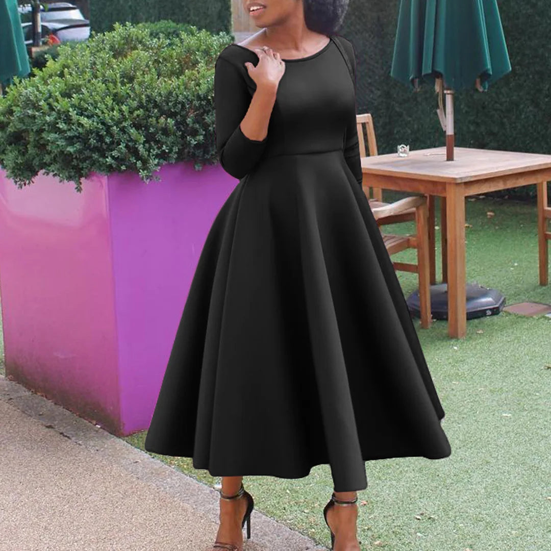 Polyester African Dresses for Women Summer Elegant African Women Long Sleeve Knee-length Dress Dashiki African Clothes Women - JN Fashion Fusion