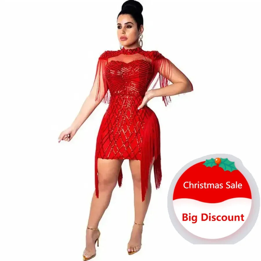 Customized Women's Clothing Summer With  Mesh Sequins Bodycon Birthday For Women Sexy Evening Night Club Party Dresses Vestido