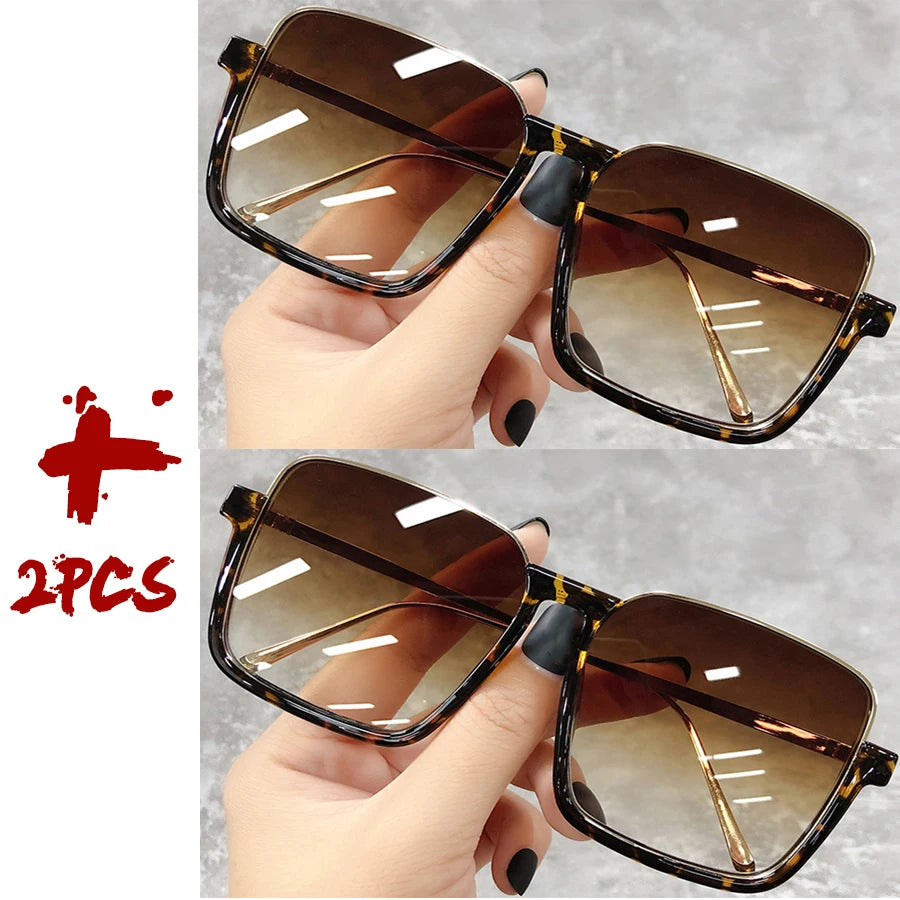 Sunglasses Women 2025 Drive Travel Big Square Frame Luxury Brand Design Gradient Colors Vintage Sun Glasses Ladies Men Unisex - JN Fashion Fusion