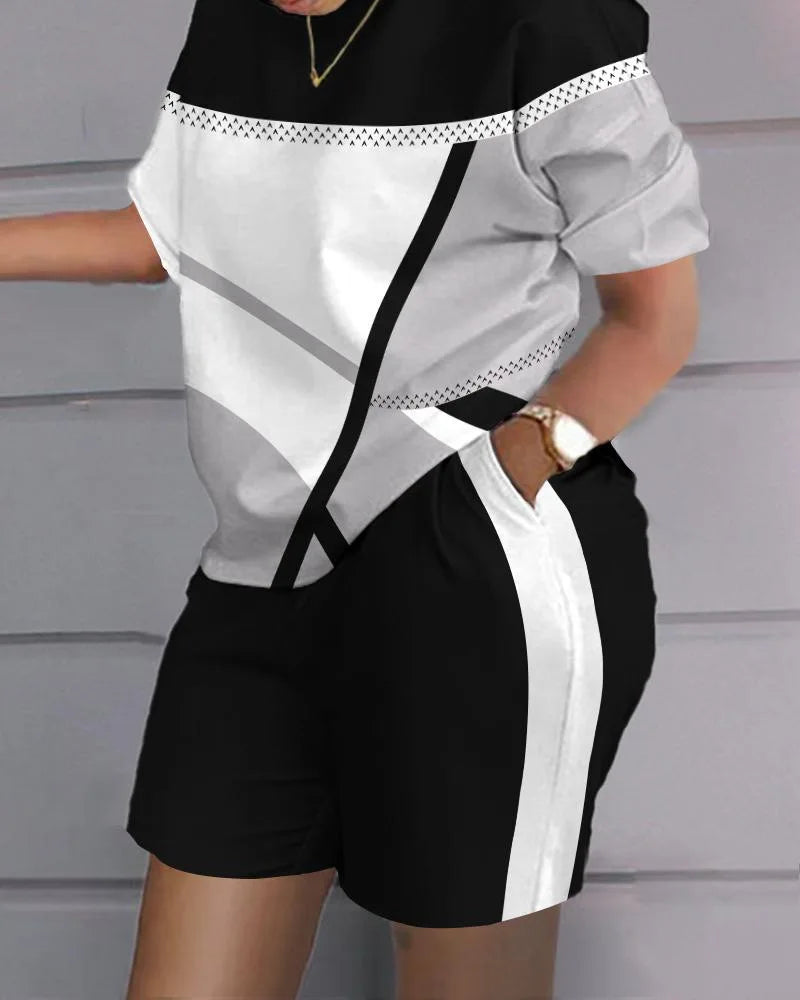 Womens Short Suit Summer Popular Luxury T-shirt+Shorts 2 Piece Sets Fashion Casual Soft Jogging Tracksuit Trend Outfits Clothing - JN Fashion Fusion