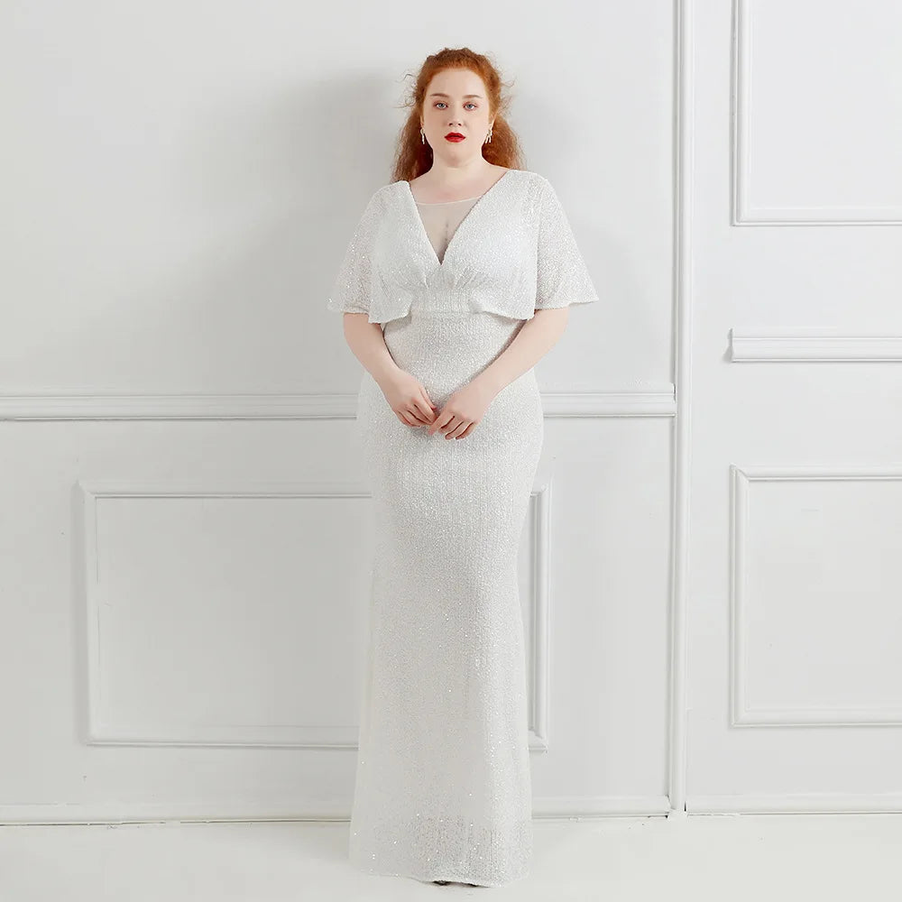 HBLL Plus Size Dress for Women Glitter Sequin Dresses Sexy Party Birthday Elegant Celebrity Floor Length Maxi Evening Dress