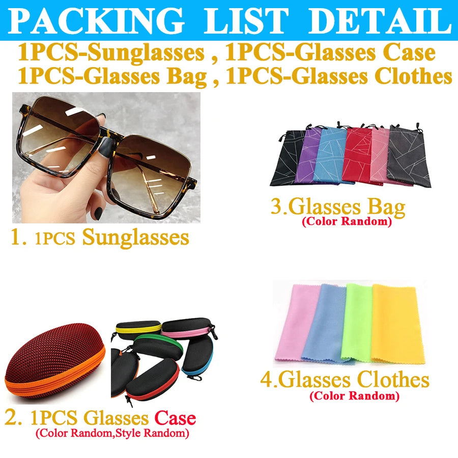 Sunglasses Women 2025 Drive Travel Big Square Frame Luxury Brand Design Gradient Colors Vintage Sun Glasses Ladies Men Unisex - JN Fashion Fusion
