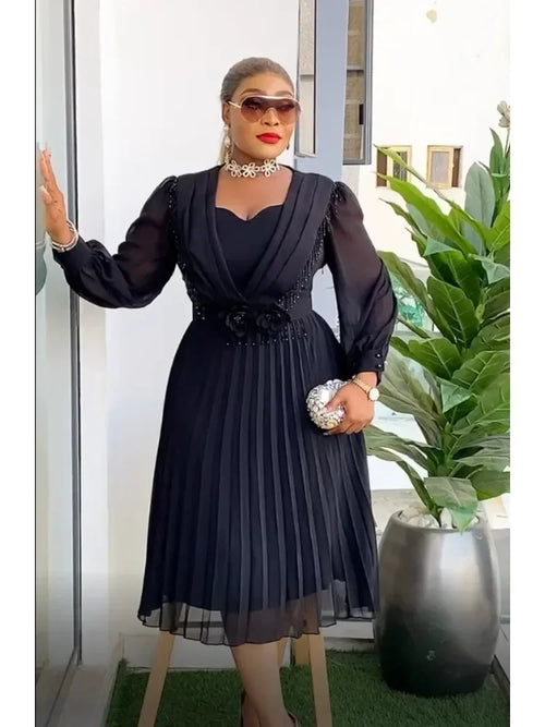African Dress Women Fashion Elegant Clothing Plus Size Wedding Party Summer Dressing 2026 For Office Pleated Skirt Daily Wear