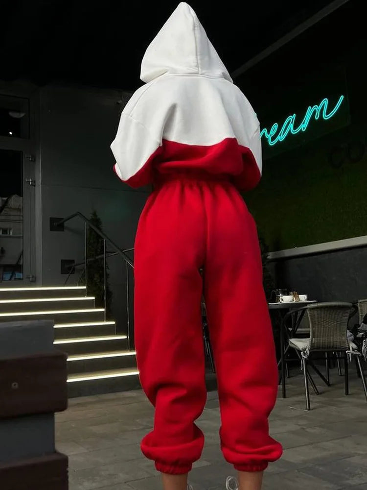 Women's Zipper Sports Jumpsuit Fashion Casual Contrast Color Long-Sleeved Jumpsuits Spring New High Waist One Piece Sets Black