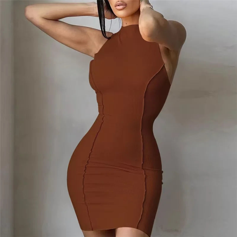 Women's Sleeveless Mini Bodycon Dress Y2K Cutout Sundress Beach Party Sexy Club Short Dress New Streetwear HotSweet Tank Dress - JN Fashion Fusion