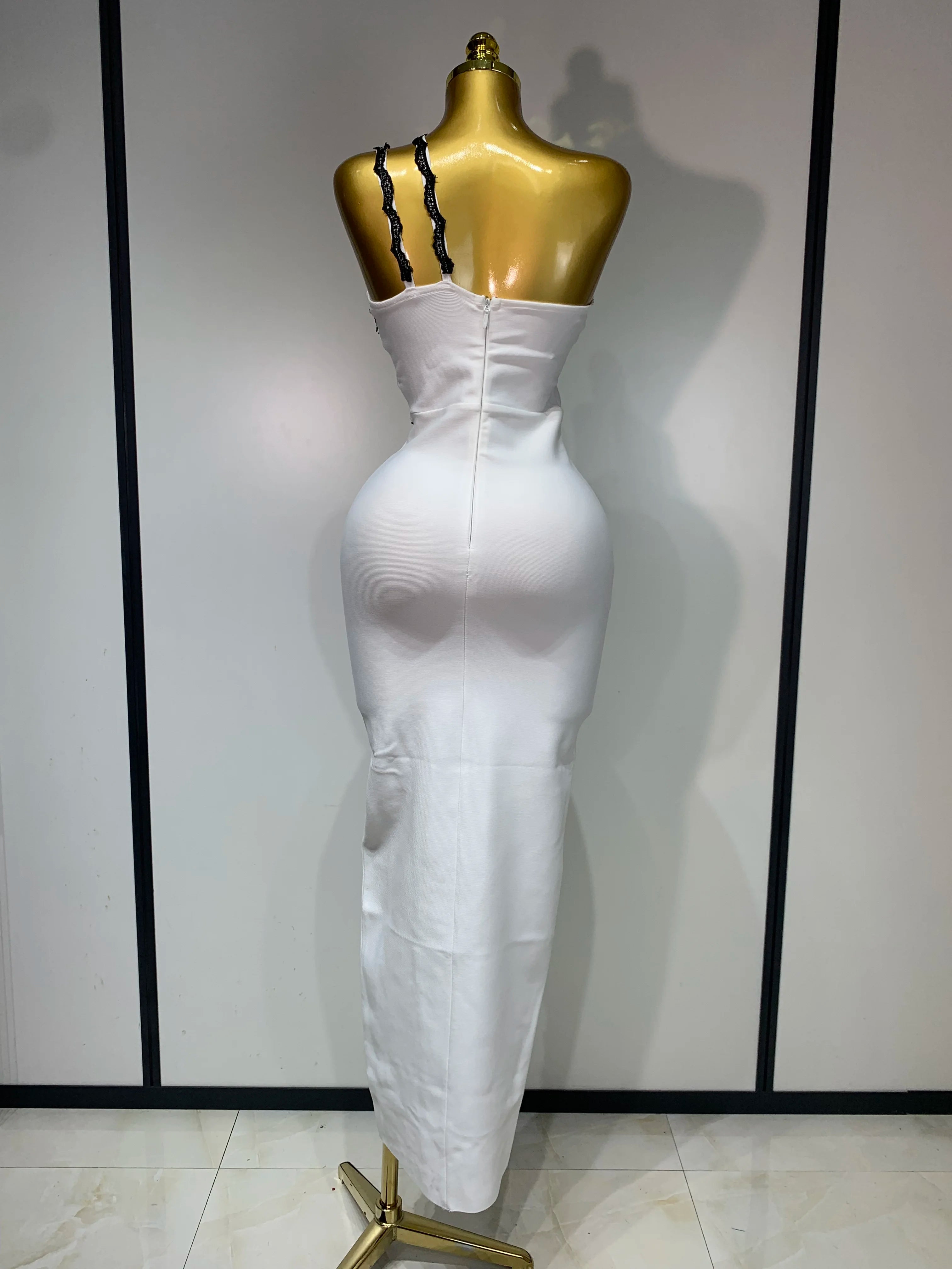 Women New Designer Black Lace Bodycon Bandage Dress Luxury Birthday Party Dresses Elegant Long Celebrity Evening Prom Gowns - JN Fashion Fusion
